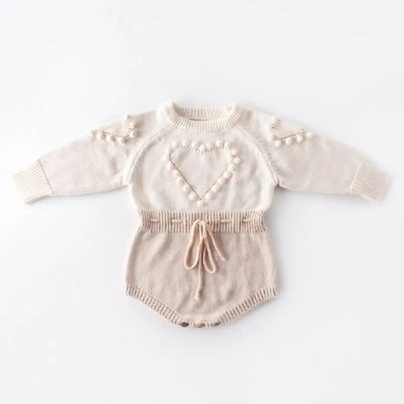 Citgeett Spring Fall Autumn Winter Infant Baby Girl Knitted Clothes Love Wool Jumpsuit Bodysuit Outfit Warm Clothing