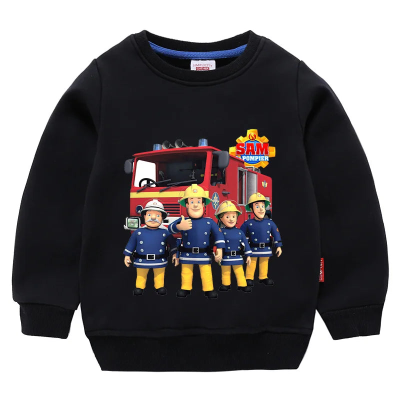 Children's Fireman Sam sweater spring and autumn new 100% cotton children's clothes boy casual cartoon long-sleeved sweater boy