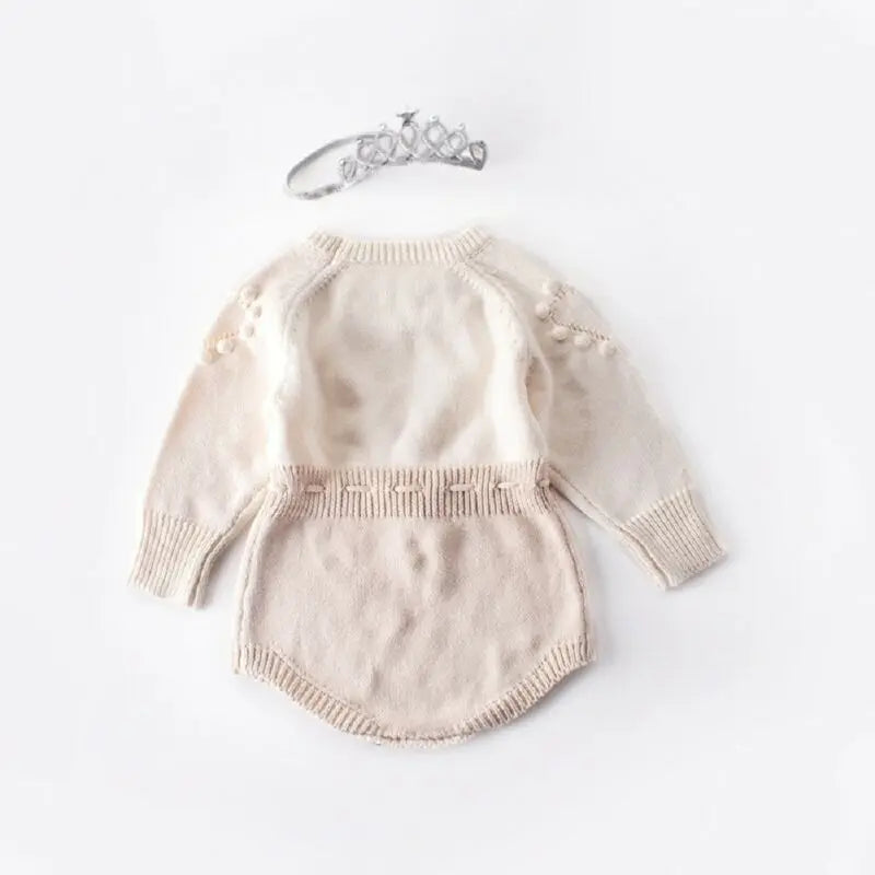 Citgeett Spring Fall Autumn Winter Infant Baby Girl Knitted Clothes Love Wool Jumpsuit Bodysuit Outfit Warm Clothing