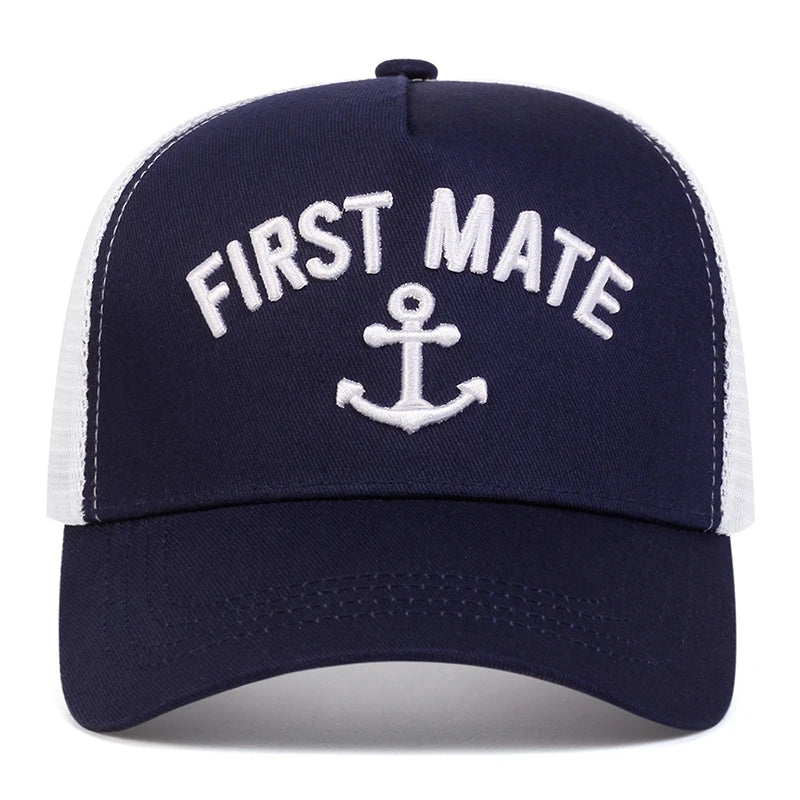 Unisex FIRST MATE/CAPTAIN Letter Embroidery Baseball Net Caps Spring and Summer Outdoor Adjustable Casual Hats Sunscreen Hat