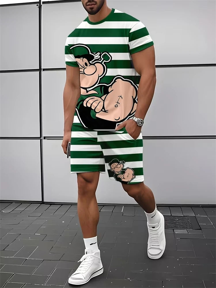 2026 New Spring/Summer Simple Letter 3D Printed Men's Casual Short-sleeved Set, Simple Daily Casual Men's 2pcs Set 2XS-6XL