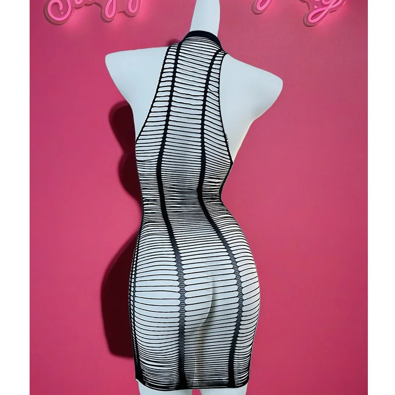 1PC Women Sexy Lingerie Sexy Fishnet Cover Up For Valentine's Day Without Bikini Hollow Out Bodycon Dress See DS711