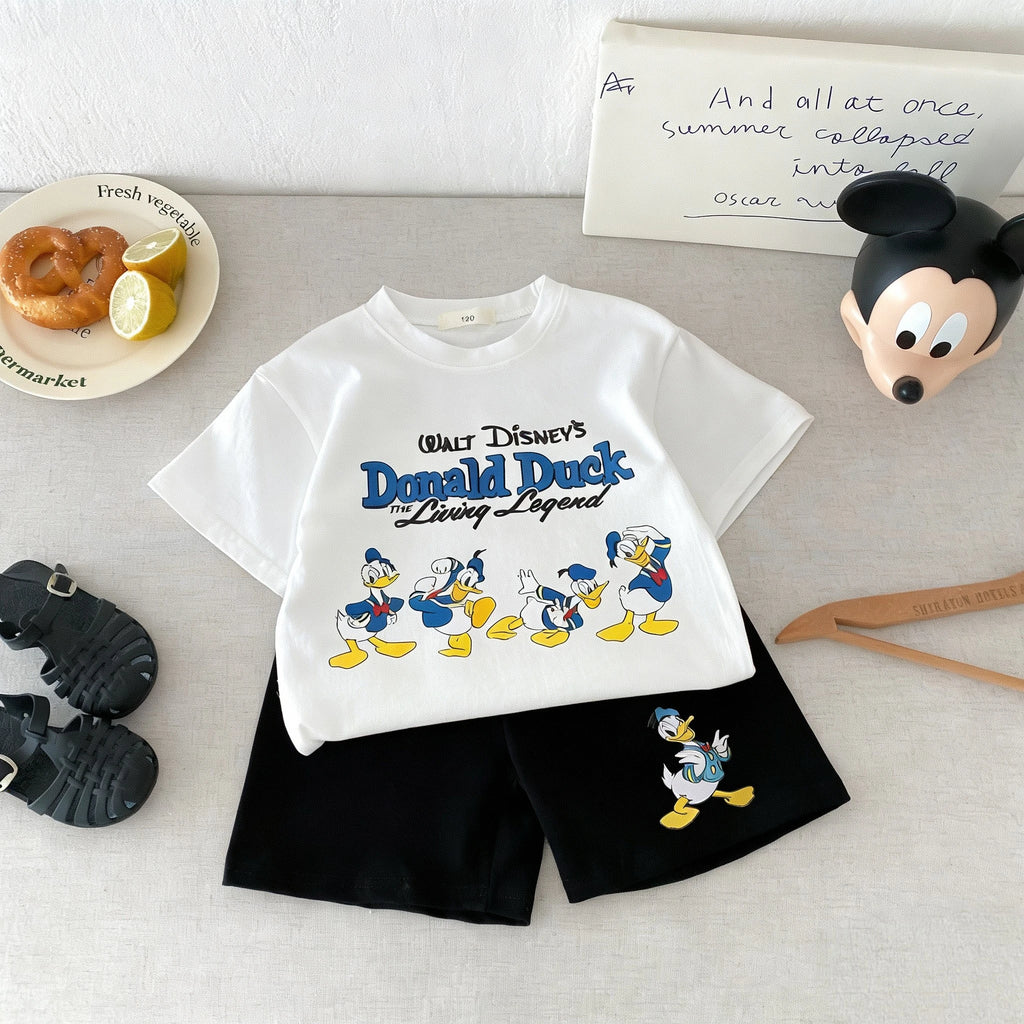 Simba Pattern Short Sleeve Suit For Boy Clothes Summer Cartoon Tshirt Shorts Children Two Piece Set Toddler Costume Tracksuits