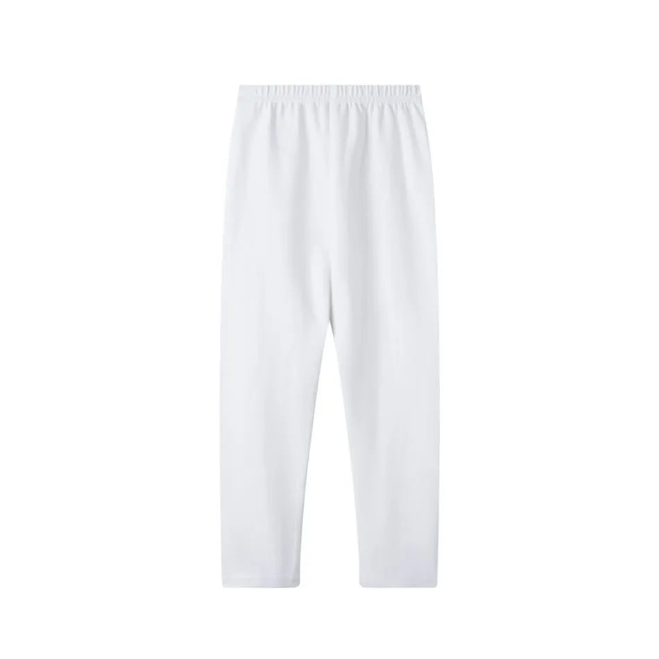 Girl Soft Cotton Knit Leggings Solid Color Stretchy Comfortable Spring Summer Sleepwear Kids Lightweight Pants Children Trousers