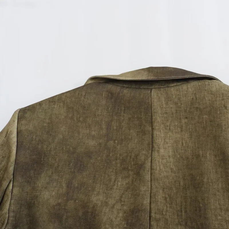 VTKW Halo Dyed Buttonless Lapel Design With High-quality 2025 Spring New Women's Blazer Versatile Long Suit Jacket