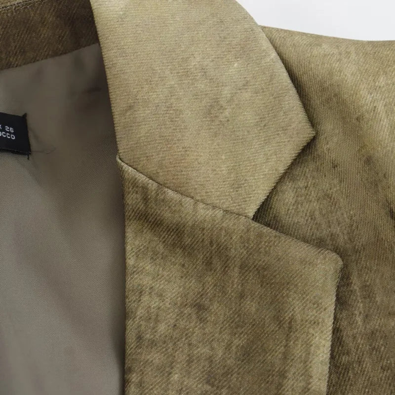 VTKW Halo Dyed Buttonless Lapel Design With High-quality 2025 Spring New Women's Blazer Versatile Long Suit Jacket