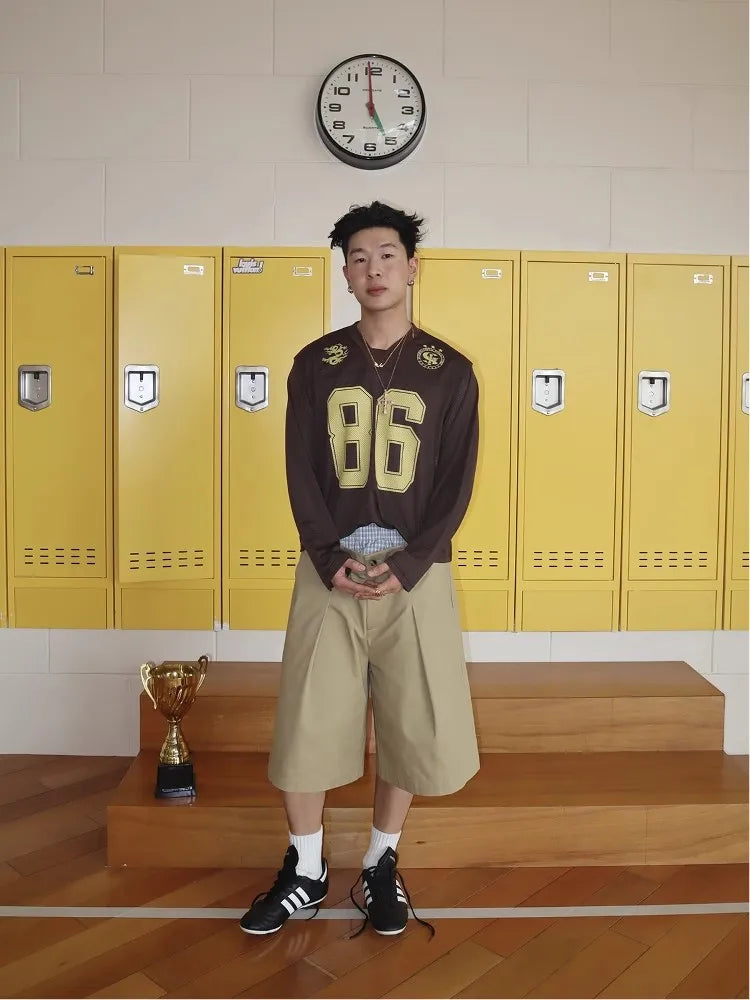 Mauroicardi Spring Summer Plaid Patchwork Khaki Shorts for Men Double Waist Knee Length Pants Luxury Designer Emo Clothes 2025