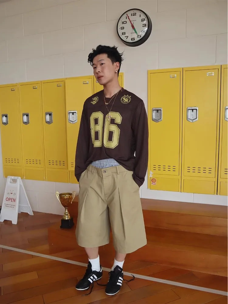 Mauroicardi Spring Summer Plaid Patchwork Khaki Shorts for Men Double Waist Knee Length Pants Luxury Designer Emo Clothes 2025