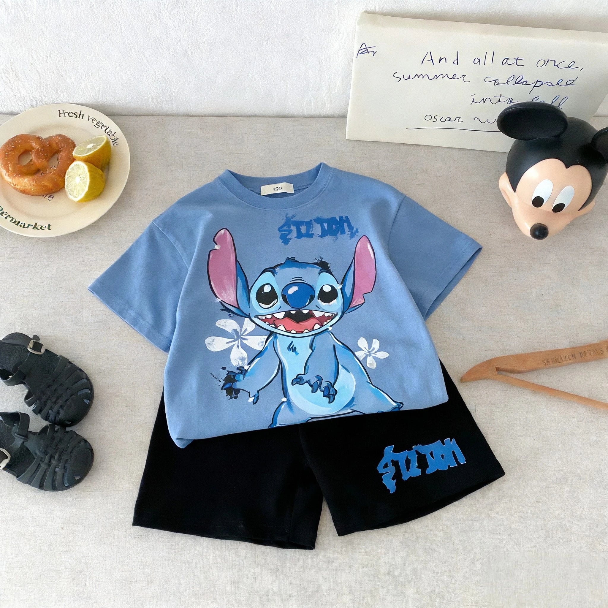 Simba Pattern Short Sleeve Suit For Boy Clothes Summer Cartoon Tshirt Shorts Children Two Piece Set Toddler Costume Tracksuits