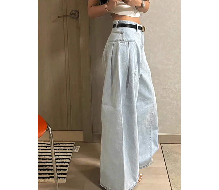 Chic High Waist Wide Leg Denim Jeans Women's Spring New Small ence Design Waed Straight Leg Long Pants Slimming Effect