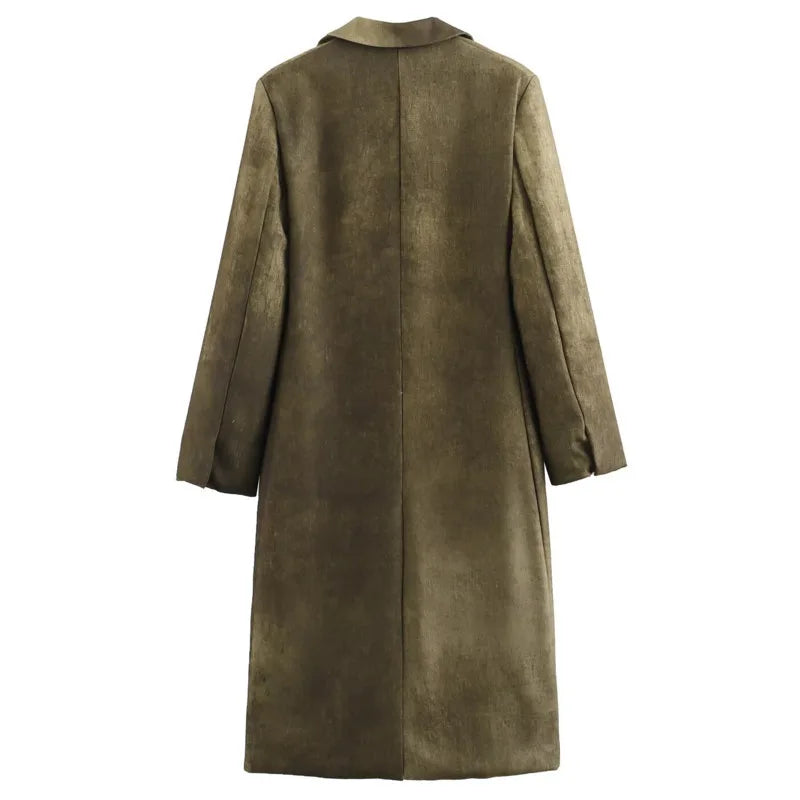 VTKW Halo Dyed Buttonless Lapel Design With High-quality 2025 Spring New Women's Blazer Versatile Long Suit Jacket