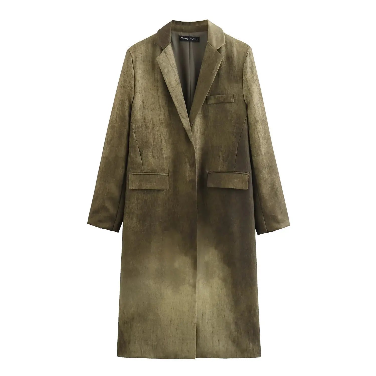 VTKW Halo Dyed Buttonless Lapel Design With High-quality 2025 Spring New Women's Blazer Versatile Long Suit Jacket