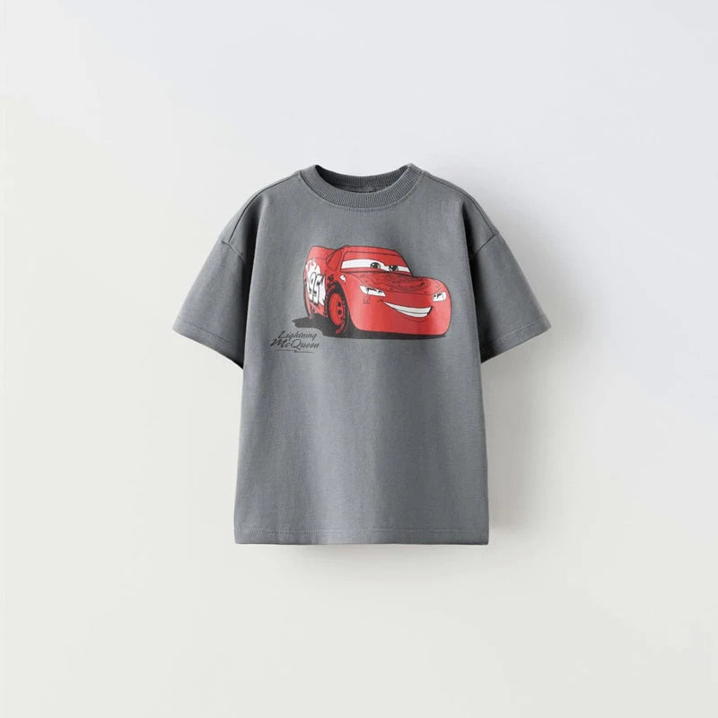 Car Cartoon Tees Tops For Boy Clothing Summer Fashion Children Short Sleeve Clothes Printed Pattern T-shirts Loose Casual Tshirt