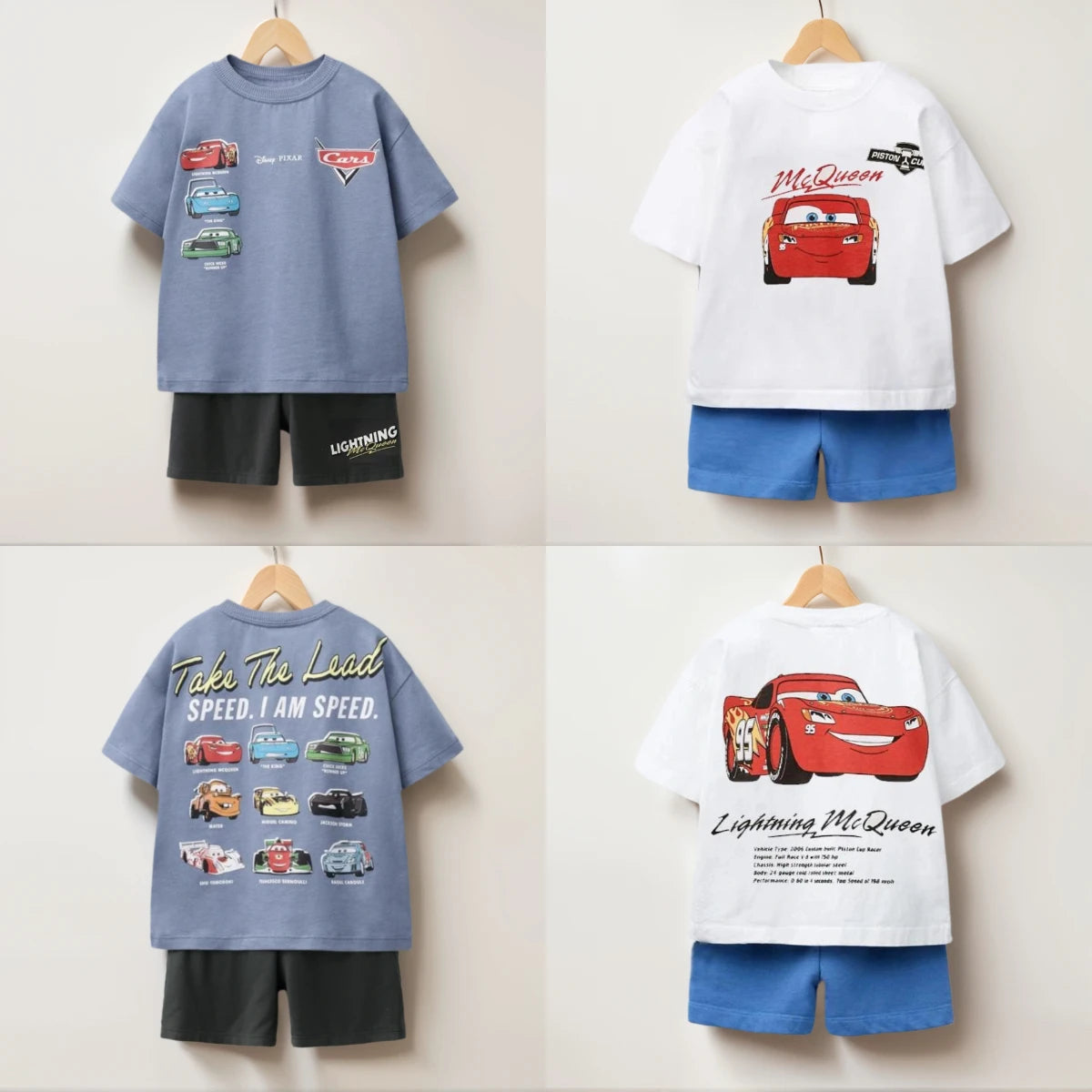 Summer Clothes Children Cartoon Car Print T-shirt+shorts Boys Child Round Neck Tees Loose Simple Shorts Trendy Costume Suit
