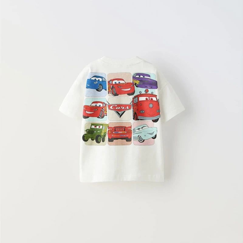 Car Cartoon Tees Tops For Boy Clothing Summer Fashion Children Short Sleeve Clothes Printed Pattern T-shirts Loose Casual Tshirt