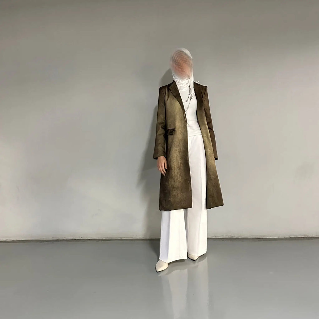 VTKW Halo Dyed Buttonless Lapel Design With High-quality 2025 Spring New Women's Blazer Versatile Long Suit Jacket