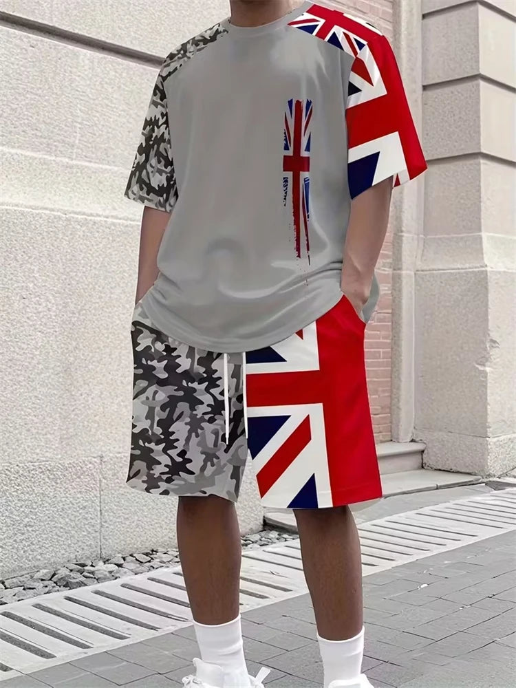 2026 New Spring/Summer Simple Letter 3D Printed Men's Casual Short-sleeved Set, Simple Daily Casual Men's 2pcs Set 2XS-6XL