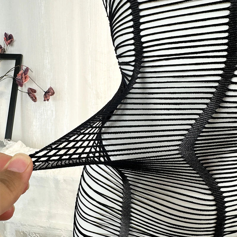1PC Women Sexy Lingerie Sexy Fishnet Cover Up For Valentine's Day Without Bikini Hollow Out Bodycon Dress See DS711