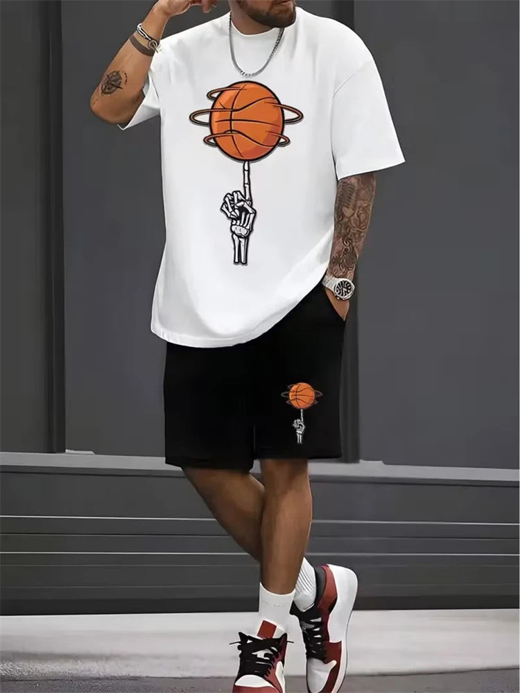 2026 New Spring/Summer Simple Letter 3D Printed Men's Casual Short-sleeved Set, Simple Daily Casual Men's 2pcs Set 2XS-6XL