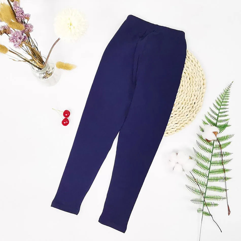 Girl Soft Cotton Knit Leggings Solid Color Stretchy Comfortable Spring Summer Sleepwear Kids Lightweight Pants Children Trousers