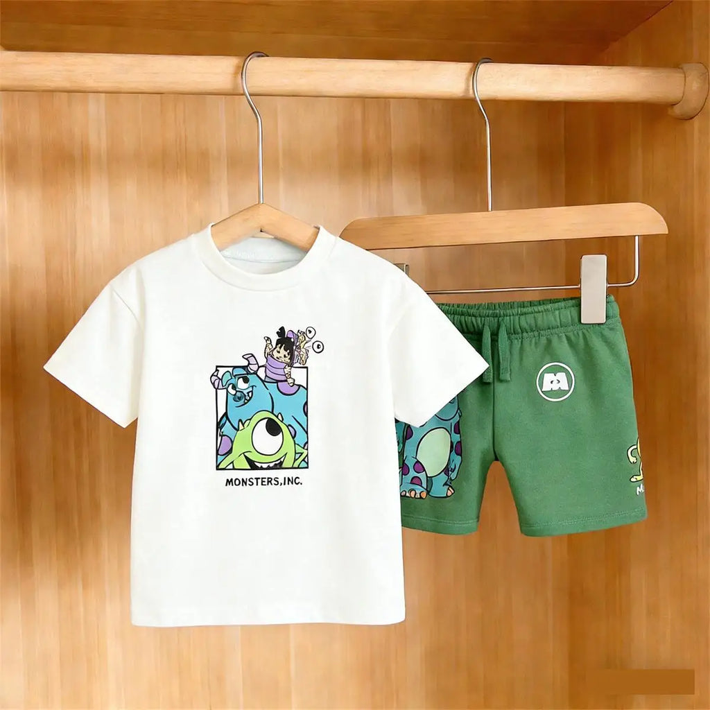 Child Summer Clothing Short-sleeved Outfits Casual Sports Tshirt+Shorts Casual Fashion Suits 1-7Years Old Kids Tees Shorts Set