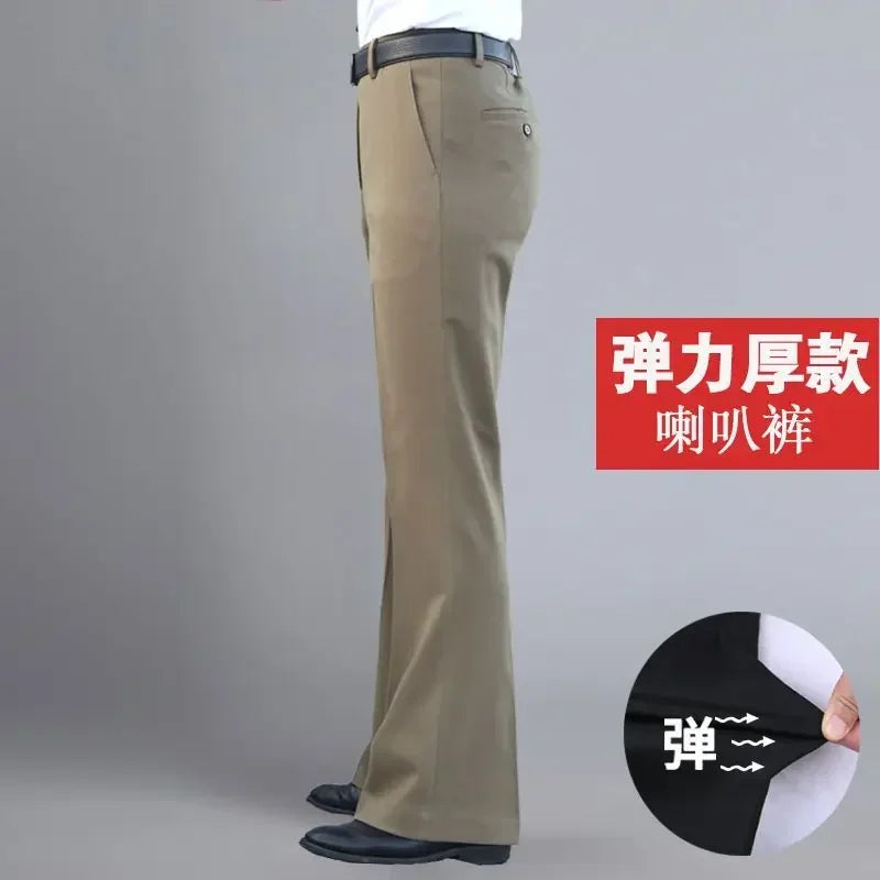2024 Autumn Spring New Men's Flared Trousers Formal Pants Bell Bottom Pant Dance Suit Pants Formal Wedding Pants for Men A272