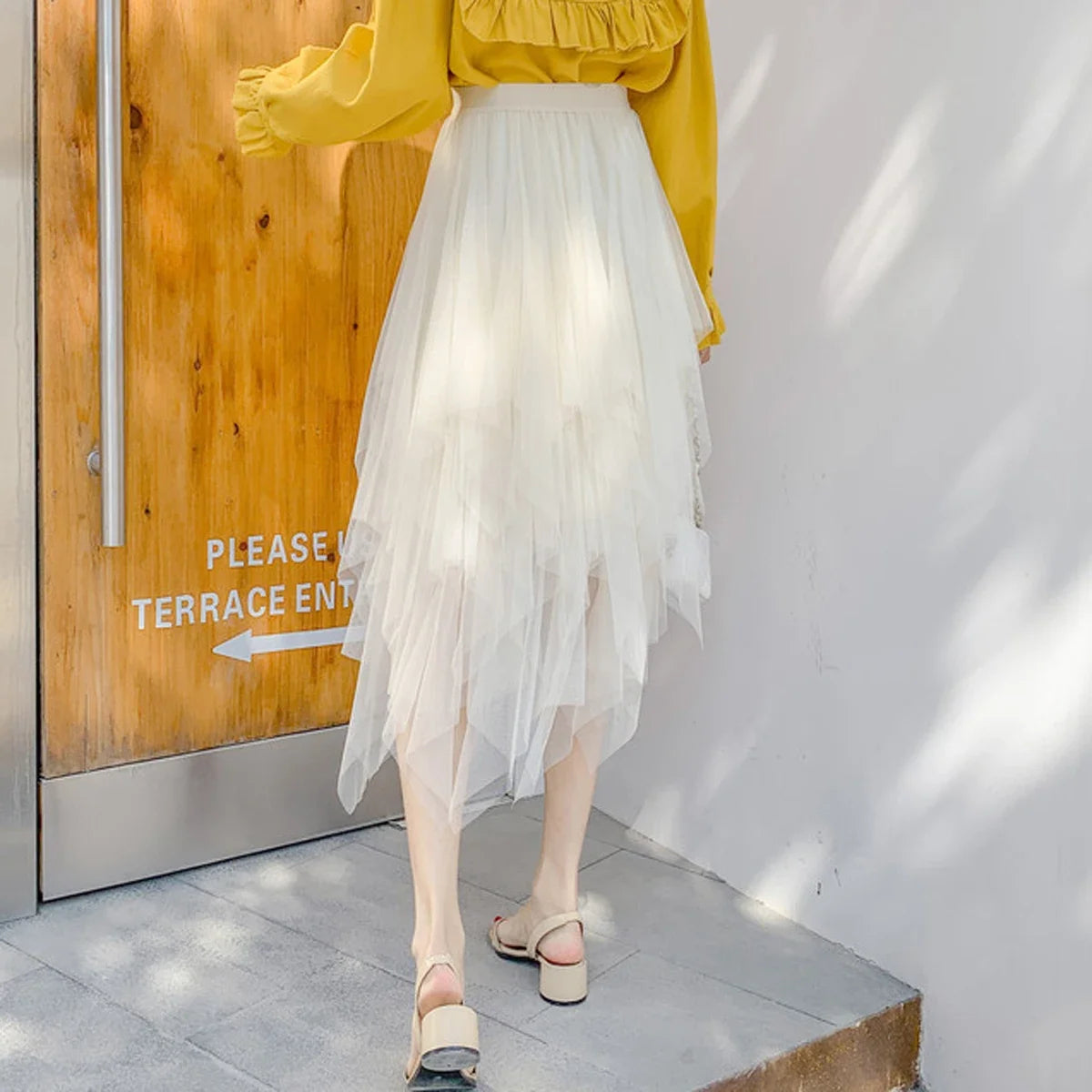 Irregular Tulle Skirt Women Spring Mesh Summer High Waist Skirt Up Party Casual Style Gothic Black Aesthetic Midi Skirts