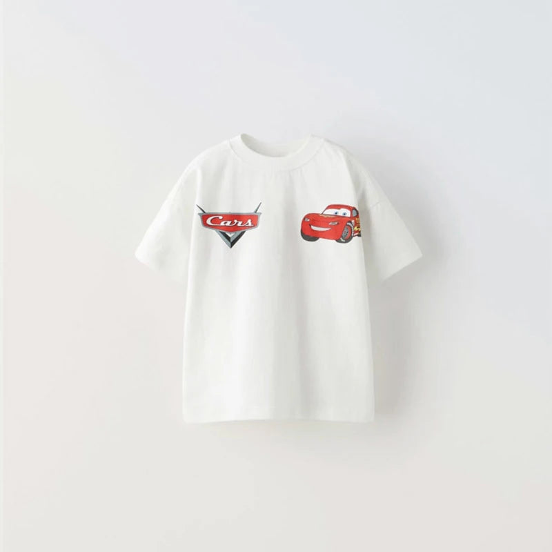 Car Cartoon Tees Tops For Boy Clothing Summer Fashion Children Short Sleeve Clothes Printed Pattern T-shirts Loose Casual Tshirt