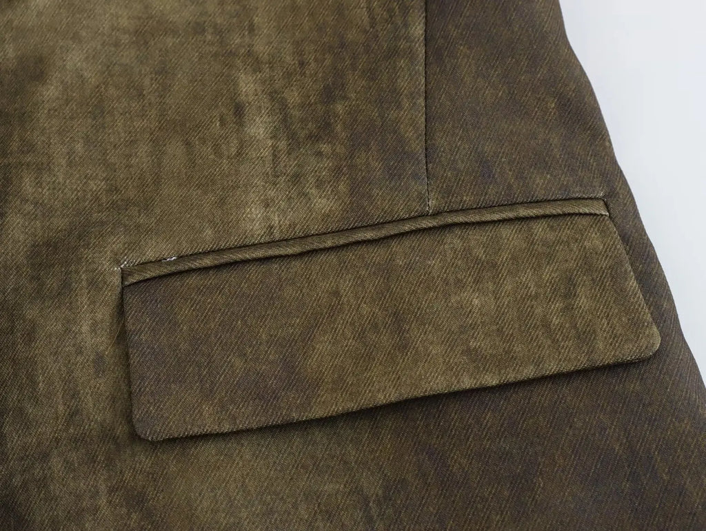 VTKW Halo Dyed Buttonless Lapel Design With High-quality 2025 Spring New Women's Blazer Versatile Long Suit Jacket