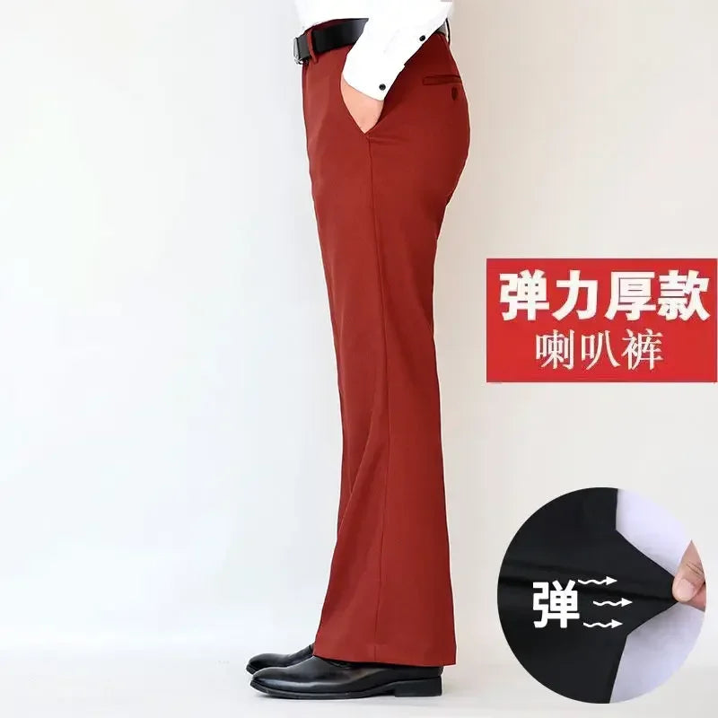 2024 Autumn Spring New Men's Flared Trousers Formal Pants Bell Bottom Pant Dance Suit Pants Formal Wedding Pants for Men A272